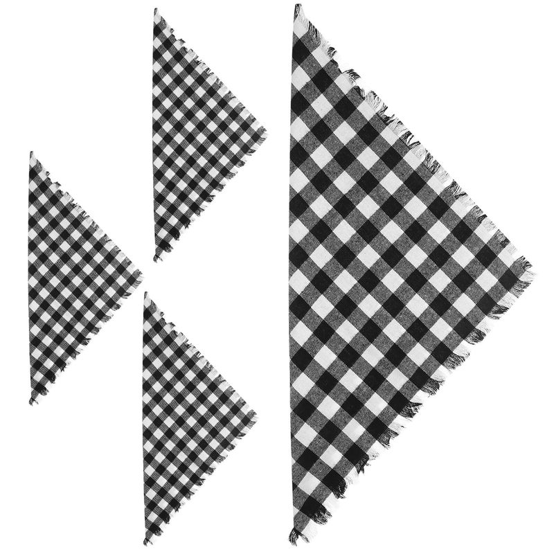 Black White Large Check Cotton Napkins 45cm Rustic Farmhouse Plaid Table Linen - Image 2